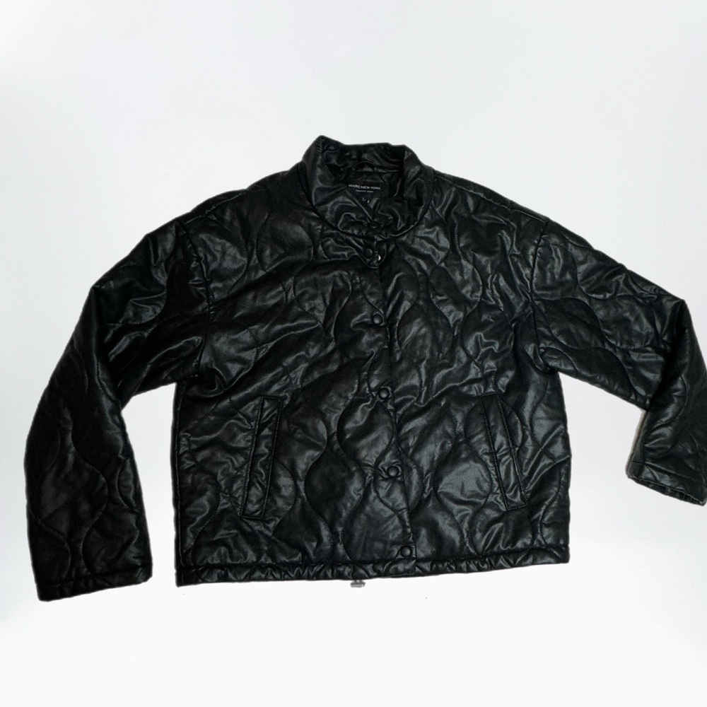 Marc New York Faux Leather Cropped Puffer Coat large